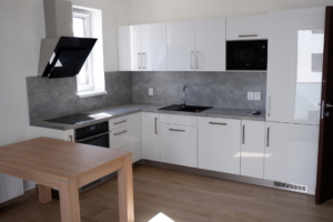 kuchyň ve tvaru "L" ve studen&eacute;m proveden&iacute; a nerezov&yacute;m soklem